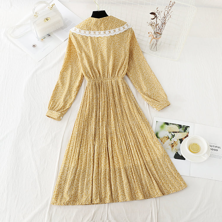French tea break lace doll neck pleated fairy Chiffon Skirt  2262
