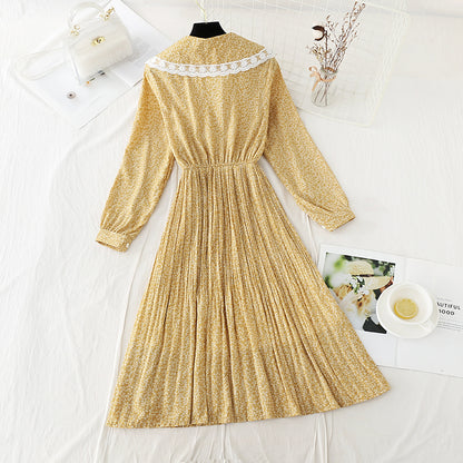 French tea break lace doll neck pleated fairy Chiffon Skirt  2262