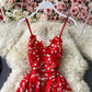 Sling one shoulder hollowed out water-soluble lace dress  2801