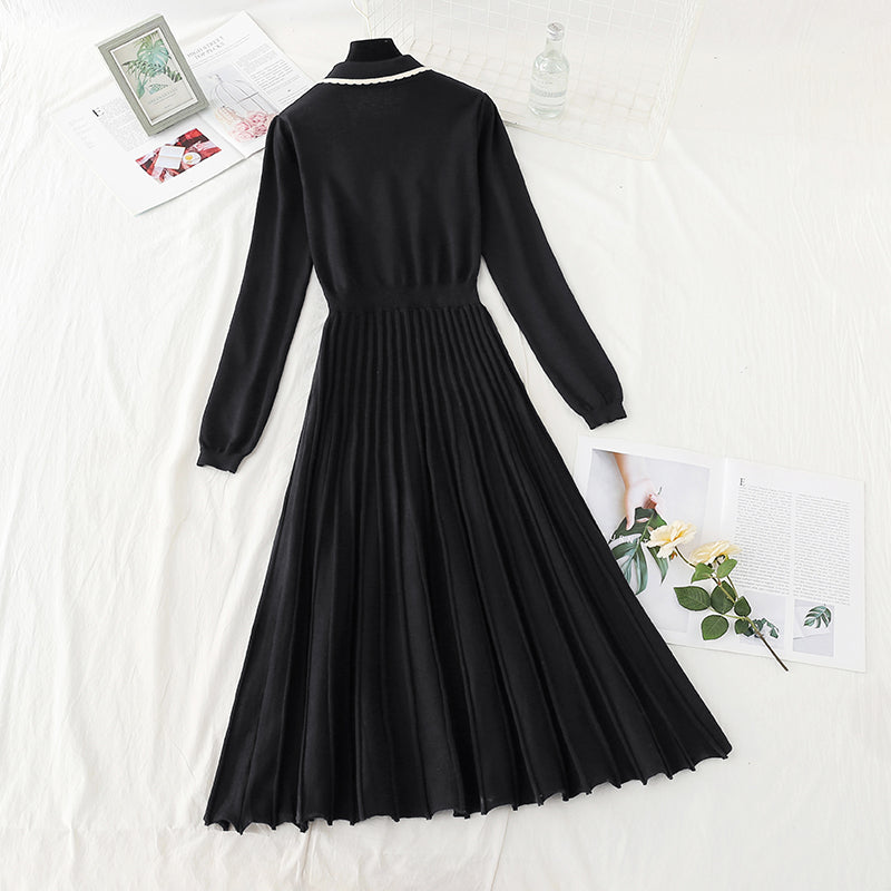 New autumn and winter long sleeve pleated light mature wind with bottom skirt  2224