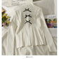 Korean bow decorative nail bead half high neck sweater for women  2053