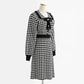 Qianniao lattice slim waist knit dress women's high waist bottomed skirt  2342