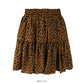 Hong Kong style retro leopard print high waist slim A-line skirt  2508
