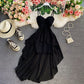 High waist irregular strapless dress  2719