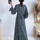 V-neck waist with thin Ruffle sleeve floral long skirt  2259