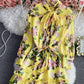 Gelbes Blumenkleid in A-Linie 1307