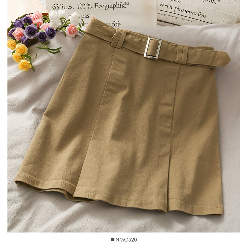 Retro leisure high waist bandage slim A-line skirt  2634
