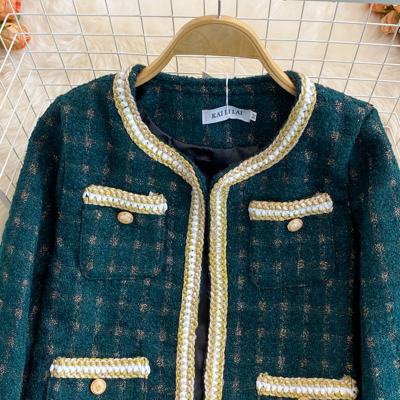 High end light luxury small fragrance celebrity tweed coat female  1660