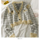Two button blouse women's autumn long sleeve versatile thin bright silk sweater  1971