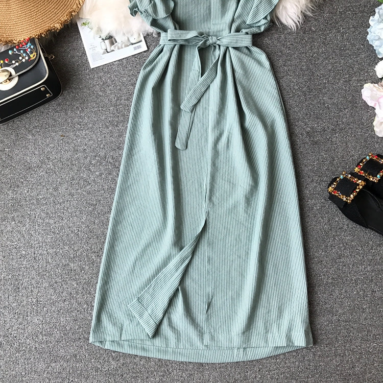 Irregular slim wrap hip dress  2873