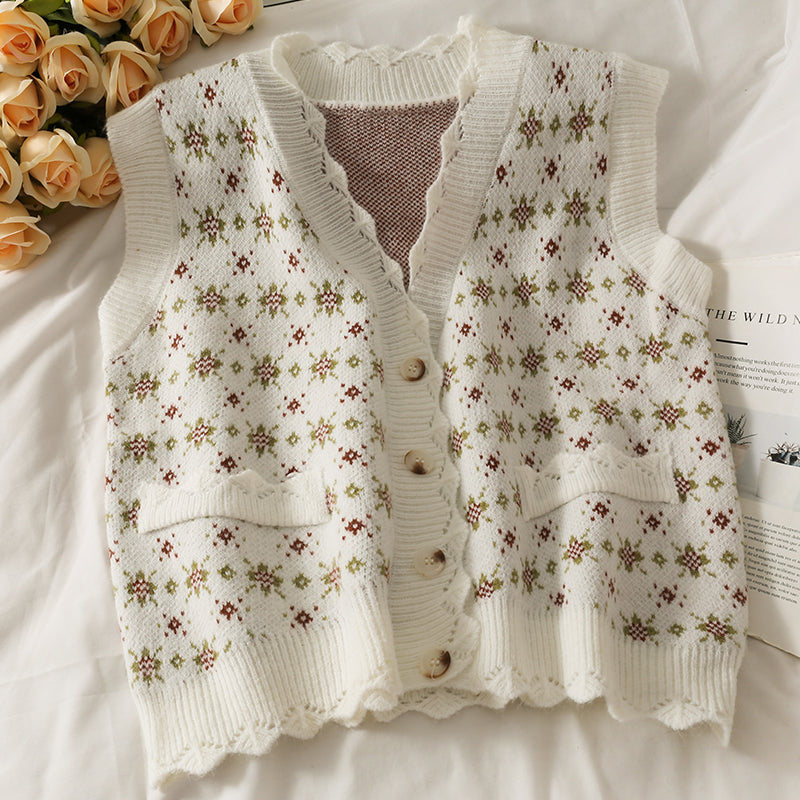 Sweater vest women's new slim fit short Sweater Vest  1702