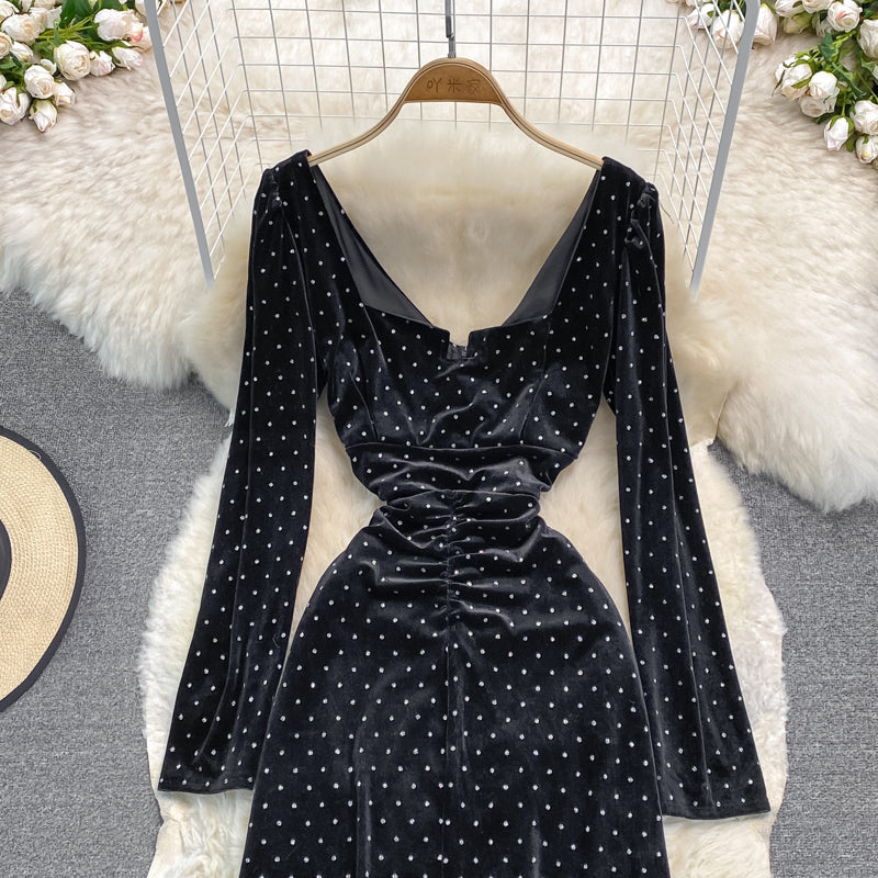 Slim fit hot drill high-grade tight Hip Wrap Dress  3396