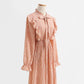 Ruffle French Vintage Long Sleeve Chiffon Dress  2257