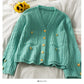 Striped slim cardigan sweater Long Sleeve Sweater Jacket  1758