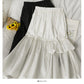 French irregular auricle edge stitching medium length A-line skirt  2590