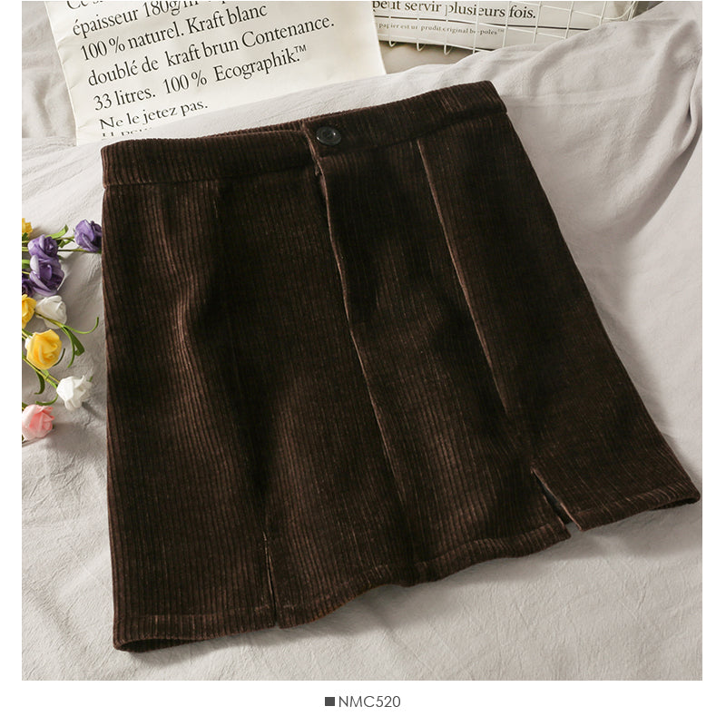 Vintage chenille light proof split A-line skirt  2669