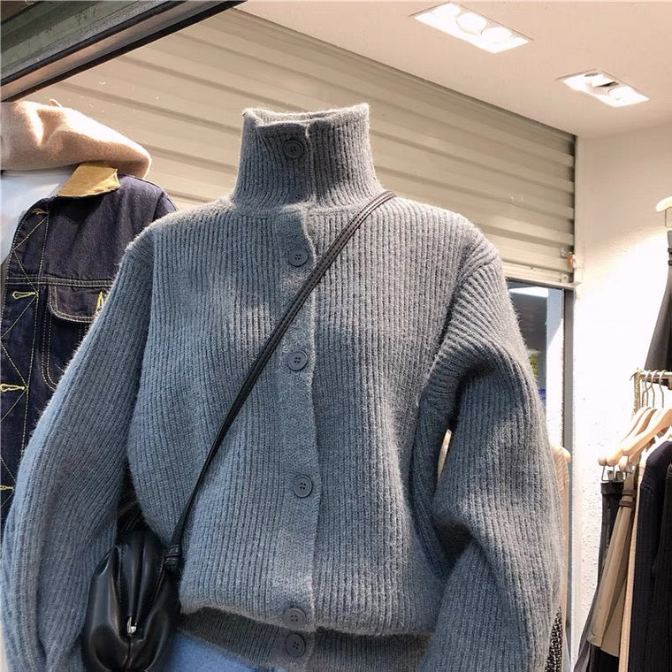 Sweater jacket, thickened, loose, lazy, turtleneck, winter's new bat-sleeved cardigan  1399