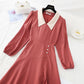 Narrow waist and slim temperament French retro care machine split skirt  2391