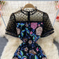 Mesh stitching heavy industry embroidery Hip Wrap Dress  3072