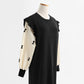 Loose and slim long sleeved wool dress over knee knitted skirt bottomed long skirt  2445