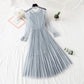 Dress feather nail bead long sleeve suspender bottomed skirt French girl long skirt  2286