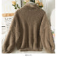 Sweater female Plush high neck slim fit solid color versatile long sleeve top  1764