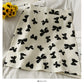Hong Kong style retro bow printed high waist anti light A-line skirt  2621
