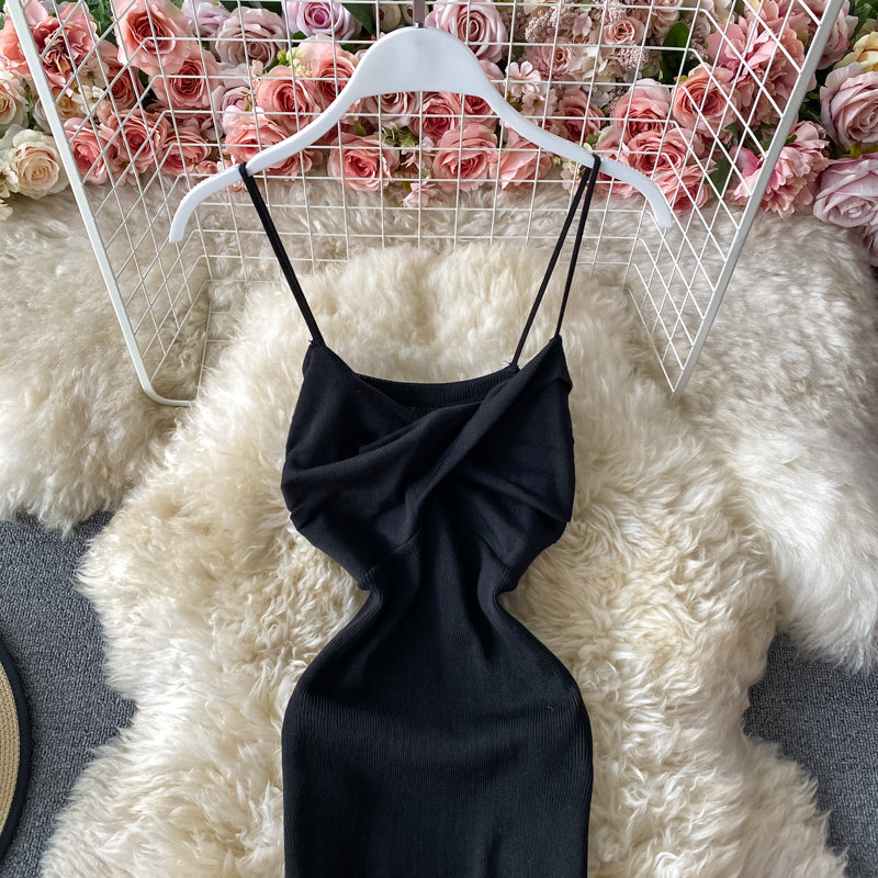Pleated slim wrap hip short suspender bottomed skirt  2882