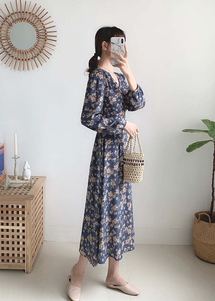 V-neck Chiffon floral dress with coat  2155