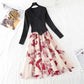 Irregular knit stitching fake two-piece mesh Butterfly Embroidery skirt female  2152