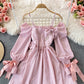 Sub suspender square neck dress flower bud puffy short skirt  3094