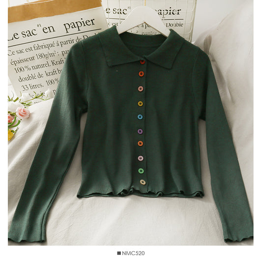 Süßer, windfarbener, einreihiger Rollkragen-Slim-Fit-Pullover 1907