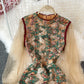Stand collar mesh embroidery waist bag hip dress  3328