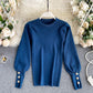 Top Damen-Blasenärmel innen und außen Wollpullover 1574
