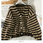Sweater women's striped single breasted cardigan long sleeved sweater  1982