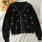 Hong Kong Vintage single breasted embroidered loose and thin sweater  1843