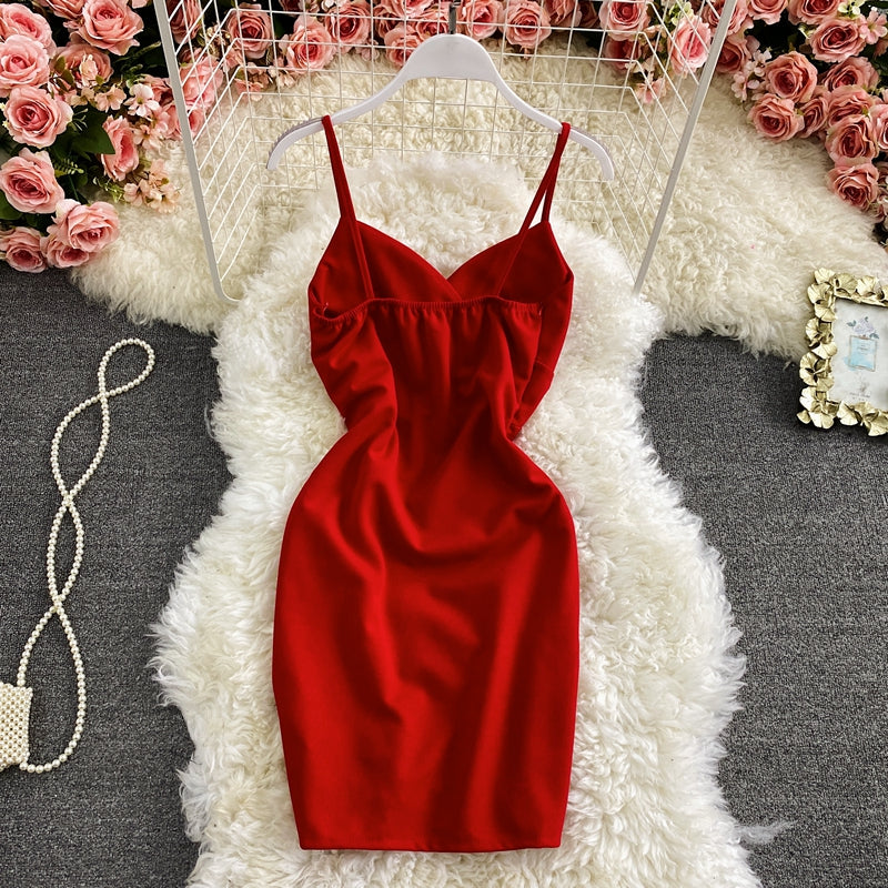 New small suspender low cut dress  2936