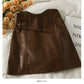 Han Fan Design PU-Leder mit hoher Taille, dünner Rock in A-Linie 2553