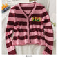 Striped single breasted cardigan long sleeved sweater for women  2061
