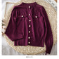 Round neck single row pearl button cardigan sweater coat  1865