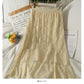 Hong Kong style retro elastic waist thin medium length skirt  2649
