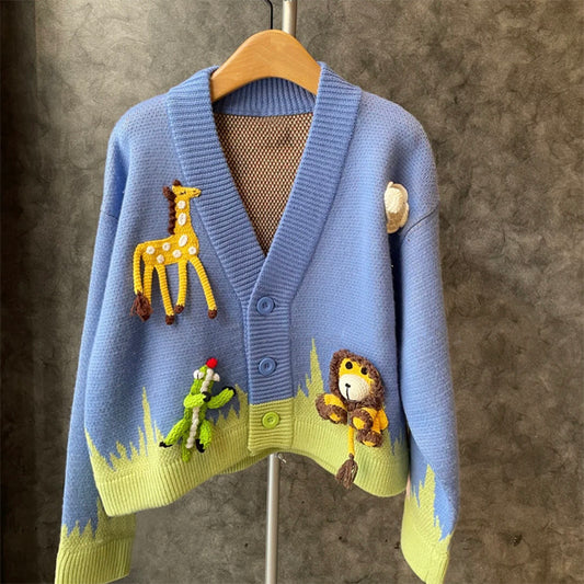 Automne, nouveau, à la mode, doux, ludique, cardigan col en V 1341
