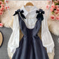 French retro girl bow dress  3002