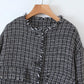 herbstlicher Wollpullover für Damen mit kurzer, fransiger Strickjacke 1386