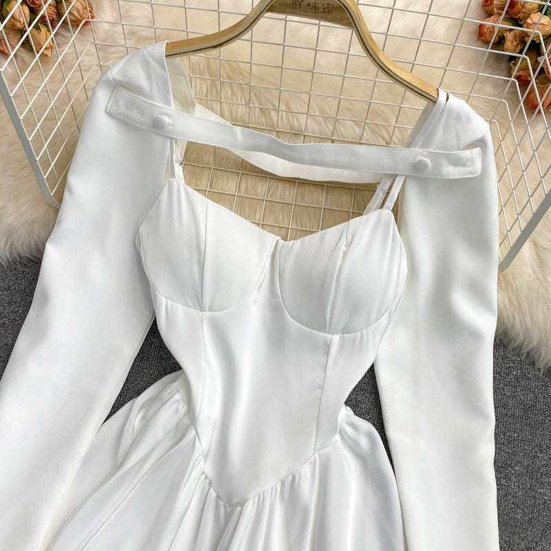 High waist thin bud dress aging sweet fluffy A-line skirt short skirt  3120
