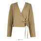 French minority cross two button short shirt coat women  2123