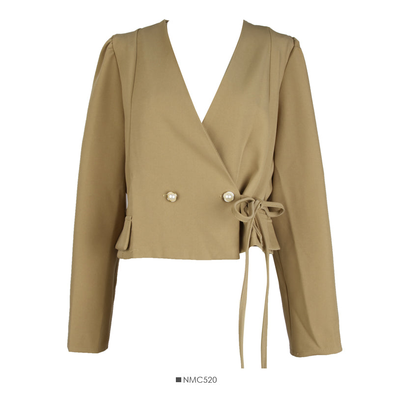 French minority cross two button short shirt coat women  2123