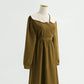 New French dress Hepburn wind lamp corduroy bottomed skirt baby collar skirt  2239