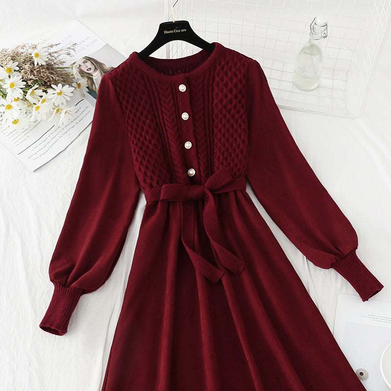 New spring and autumn bow tie tie with bottomed sweater skirt  2129