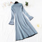 Knitted dress women's new French retro knee length wool dress  2144